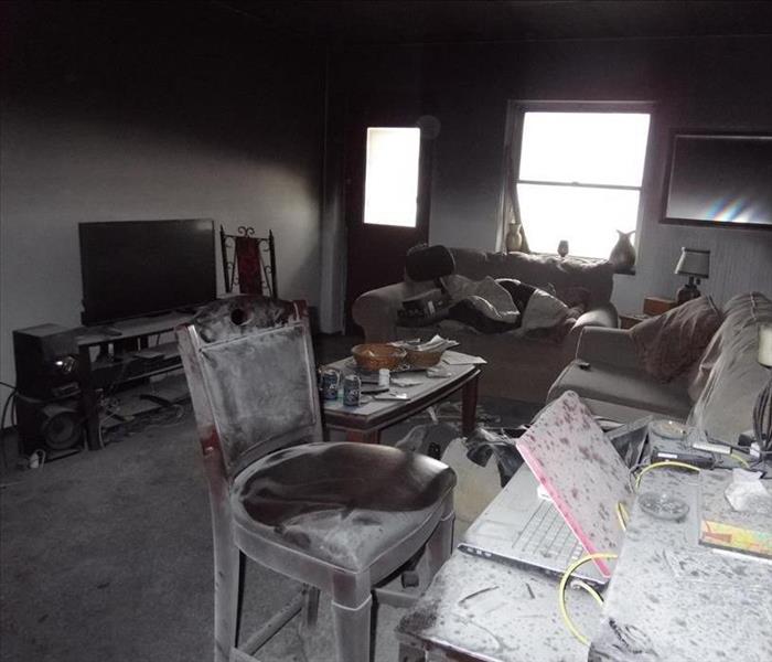 Damaged Apartment Living Room After Fire